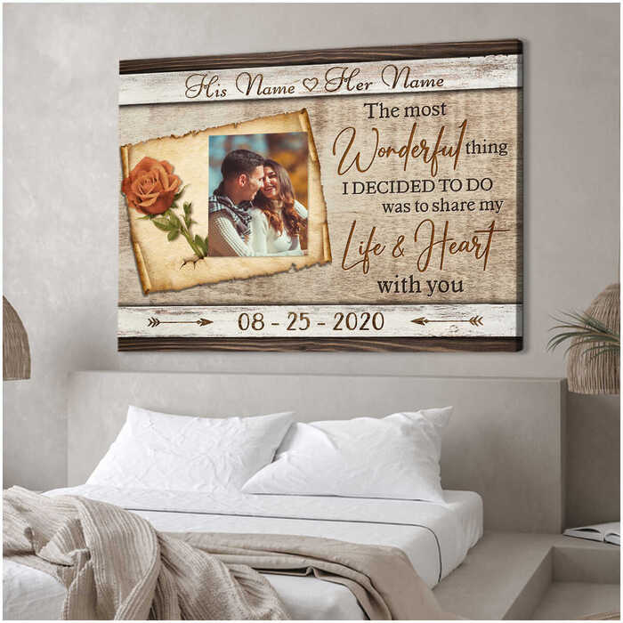 The Most Wonderful Thing Canvas Print - wedding gift for bride and groom. 