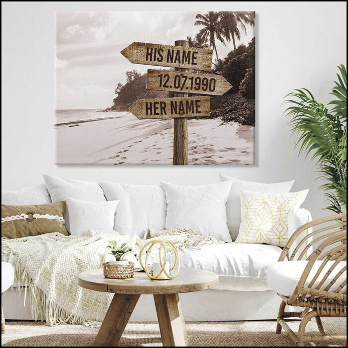 Beach Sign Coastal Wall Art - cool present for newlyweds