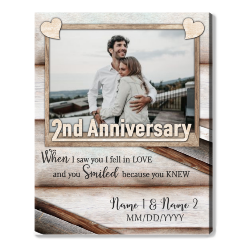 Happy 2nd Wedding Anniversary Custom Photo Canvas Print - Oh Canvas