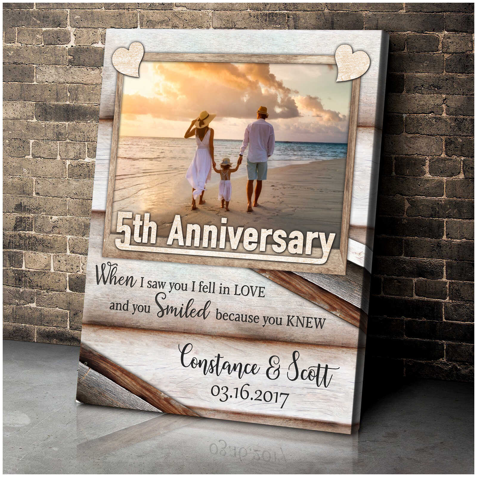5th Anniversary Gifts Custom Photo Canvas, Personalised 5th Wedding  Anniversary Gift, 5 Years Married Gift Wife Husband Present