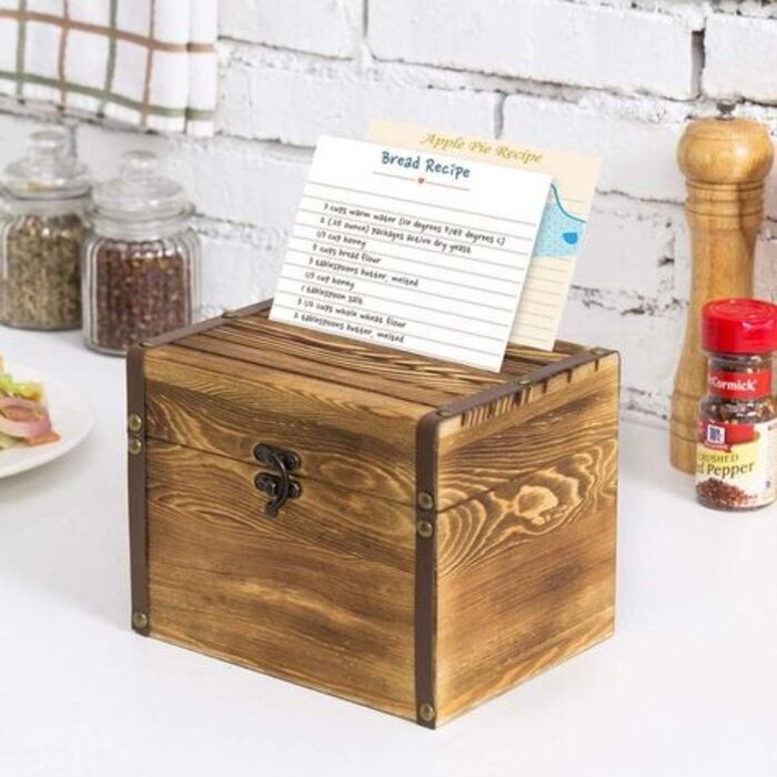 Recipe box as custom cooking gifts for mom. Image via Pinterest