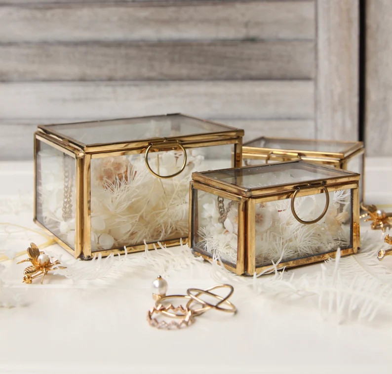 Gold and Glass Jewelry Box - gold jewelry box