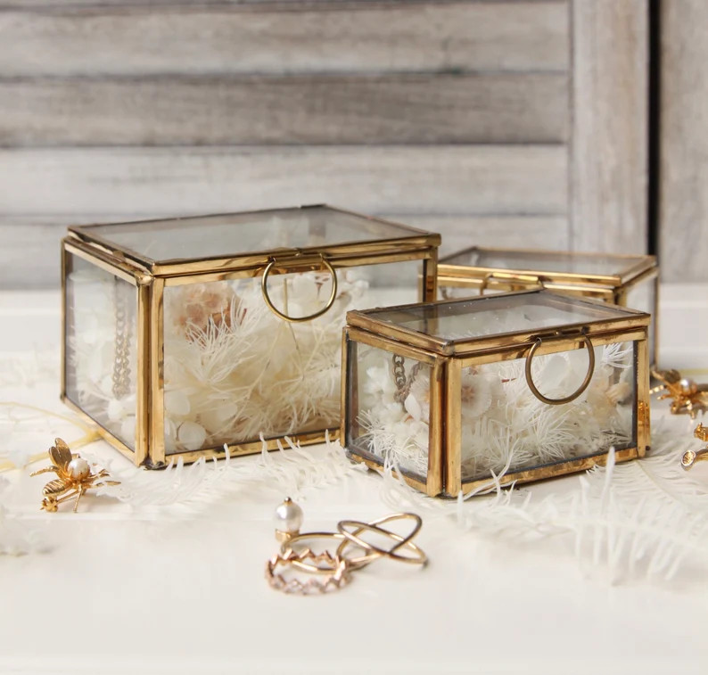 Gold And Glass Jewelry Box - Gold Jewelry Box