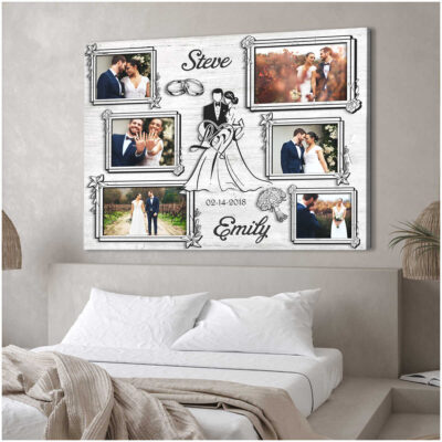 custom photo gift for anniversary couple save the date wall art 01