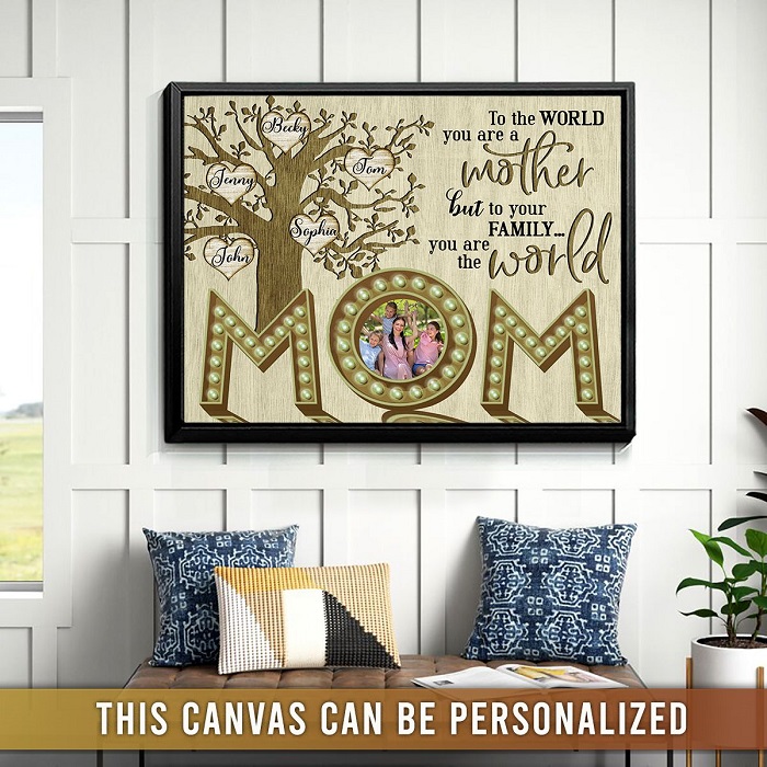 long distance mother’s day gifts To Us You Are The World Canvas 