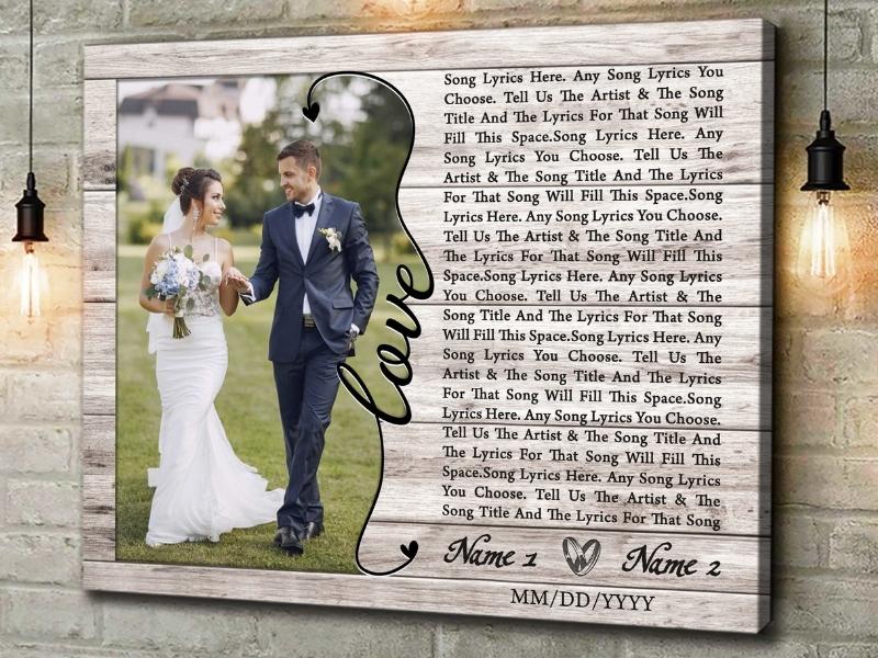 Anniversary Song Lyrics With Photo Canvas Wall Art for 11th anniversary gift traditional and modern