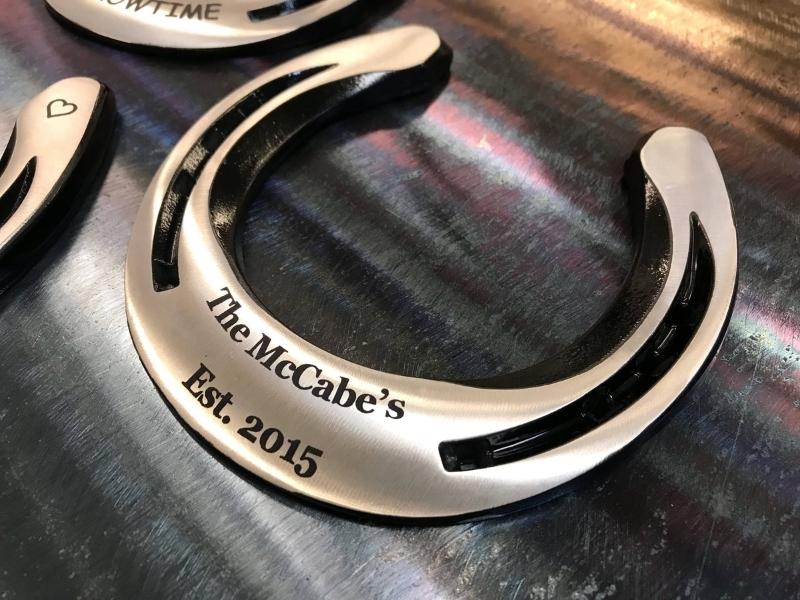 Engraved Horseshoe for steel anniversary gifts for him