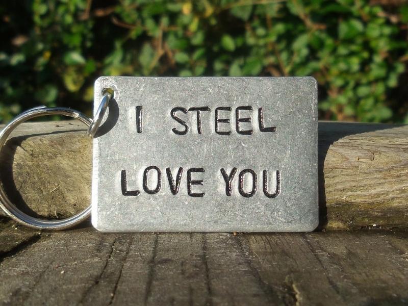 “I STEEL Love You” Keychain for the best 11 year anniversary gift for husband