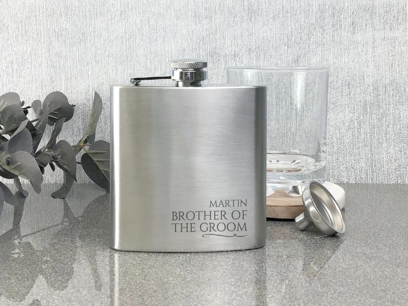 Large Personalized Stainless Steel Hip Flask for 11th anniversary gift for him