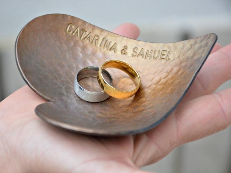 Steel Ring Dish for 11th anniversary gift traditional and modern