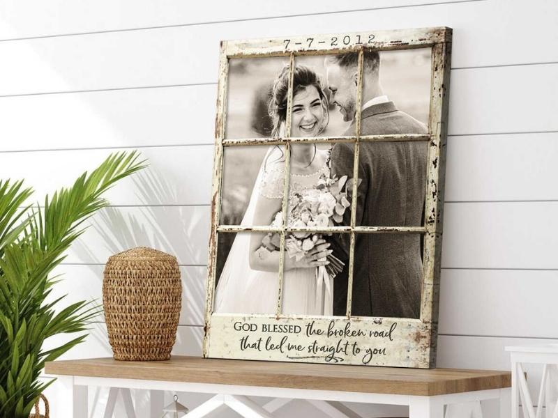 Rustic Personalized Canvas for the 11th anniversary gift traditional and modern