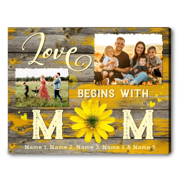 Last Minute Mother'S Day Gifts As “Love Begins With Mom” Photo Canvas Print