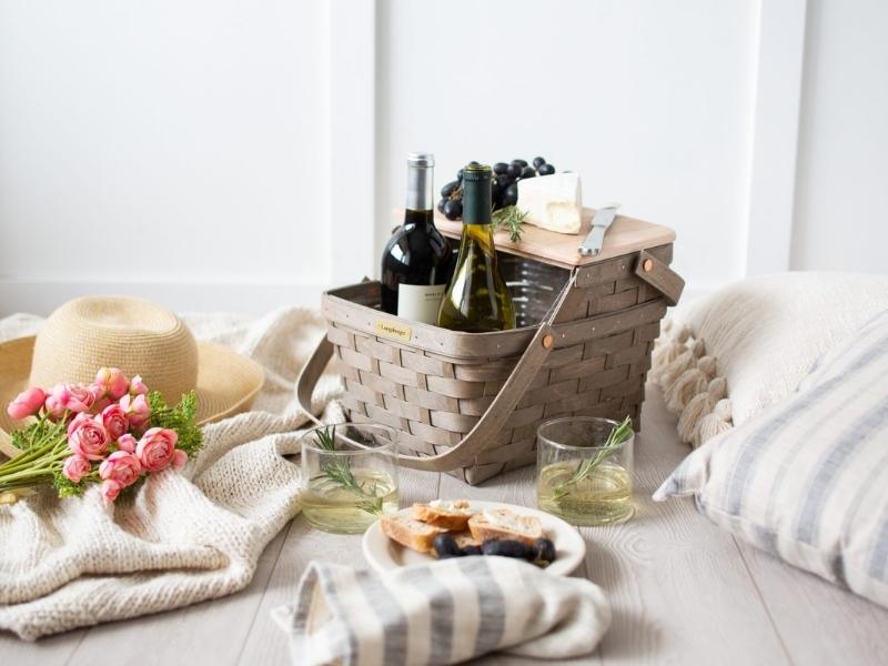 Insulated Wine Picnic Basket for 6 month anniversary gift ideas for him