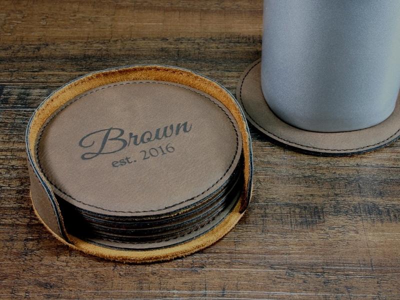 Personalized Faux Leather Coasters for 6 month ideas for boyfriend