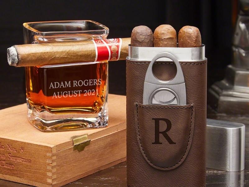 Cigar Whiskey Case and Cigar Glass for 6 month anniversary gifts for boyfriend