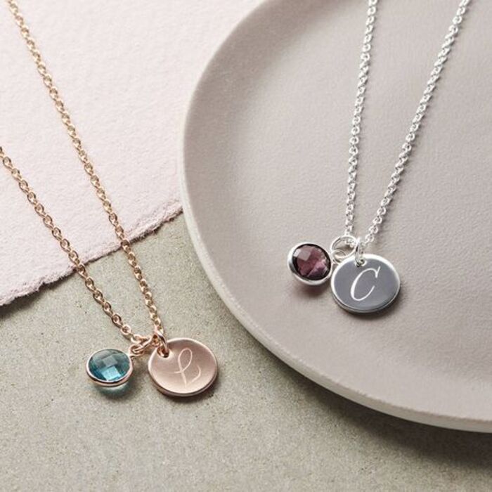 Initial birthstone necklace for expecting moms