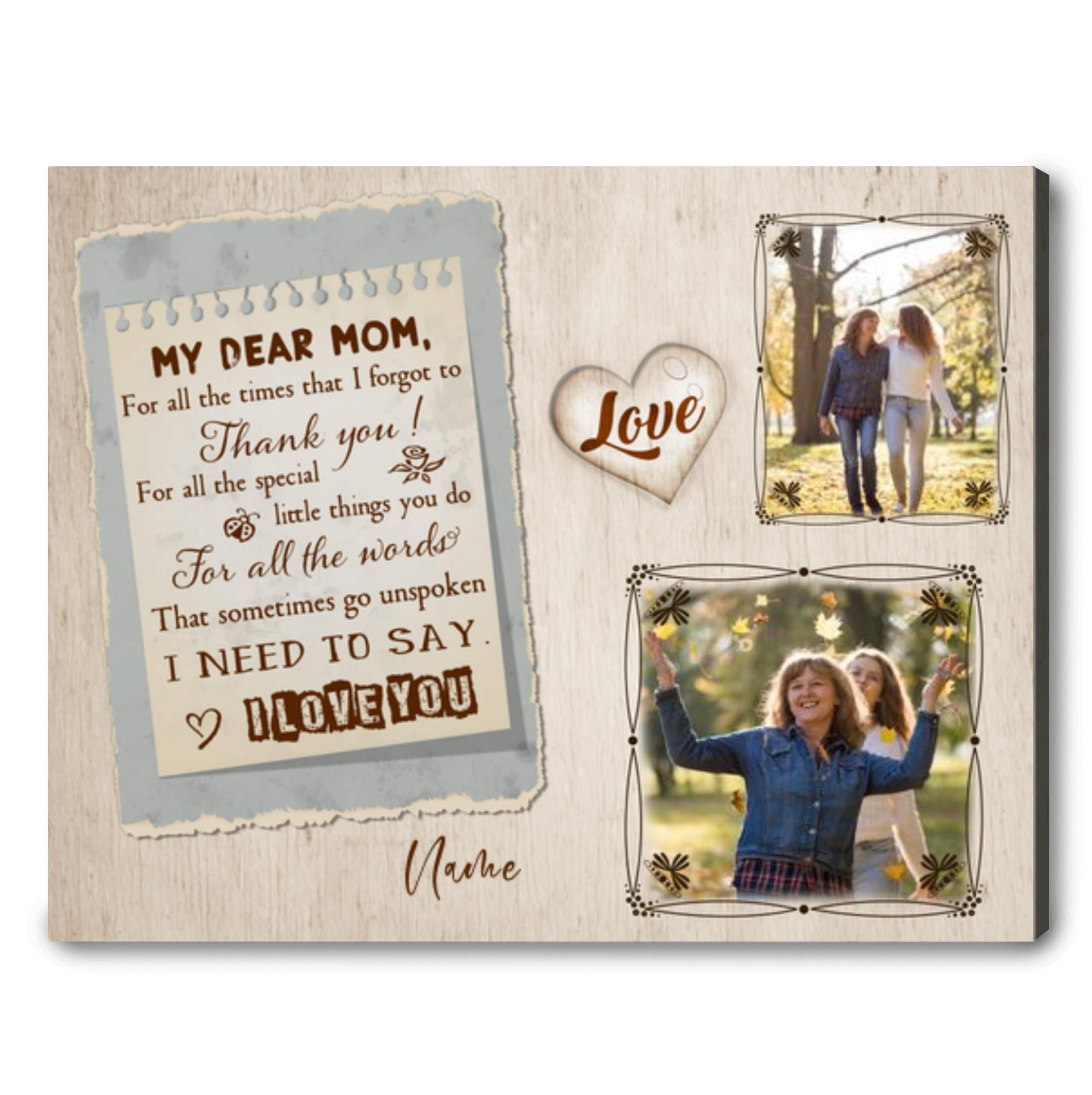 Personalized Thank You Mom Canvas, Unique Photo Gift For Mom From Daughter  Or Son