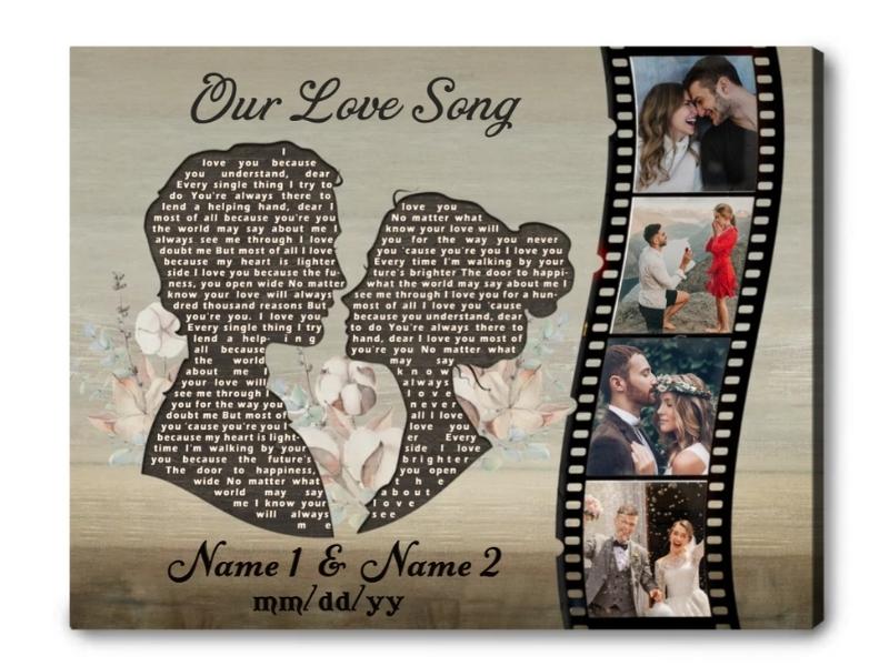 Personalized Lyrics On Canvas Print for good 6 month anniversary gifts for her 