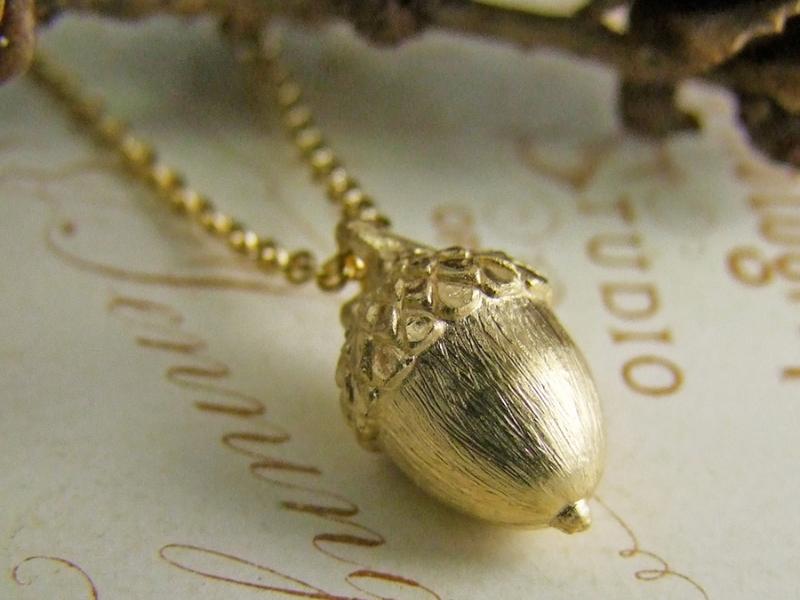 Golden Acorn Necklace For Good Six Month Anniversary Gifts For Her