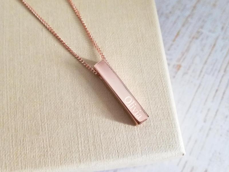 Rose Gold Bar Necklace for 6 month anniversary gifts for her 
