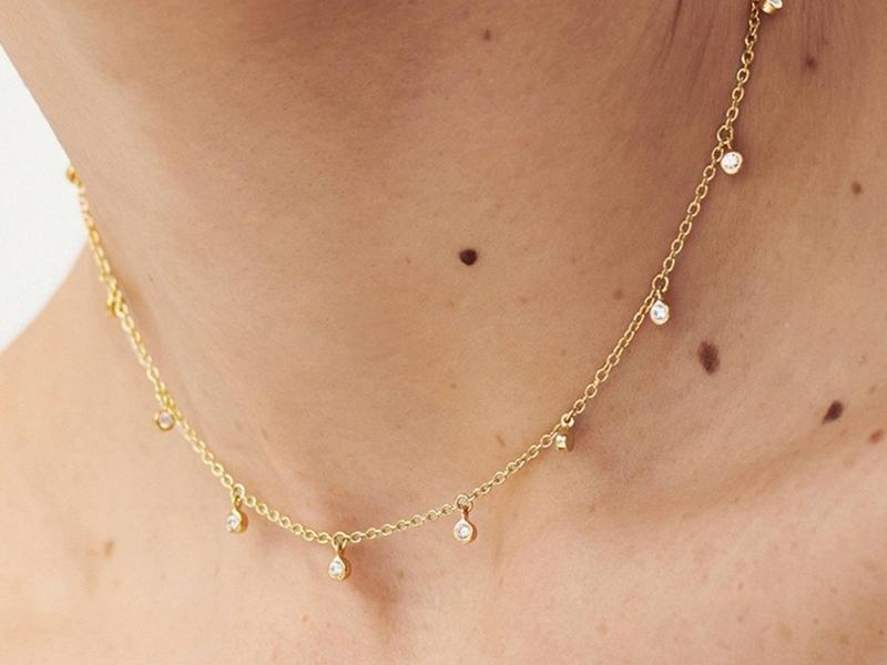 Gold Drop Choker for 6th month anniversary gifts for her