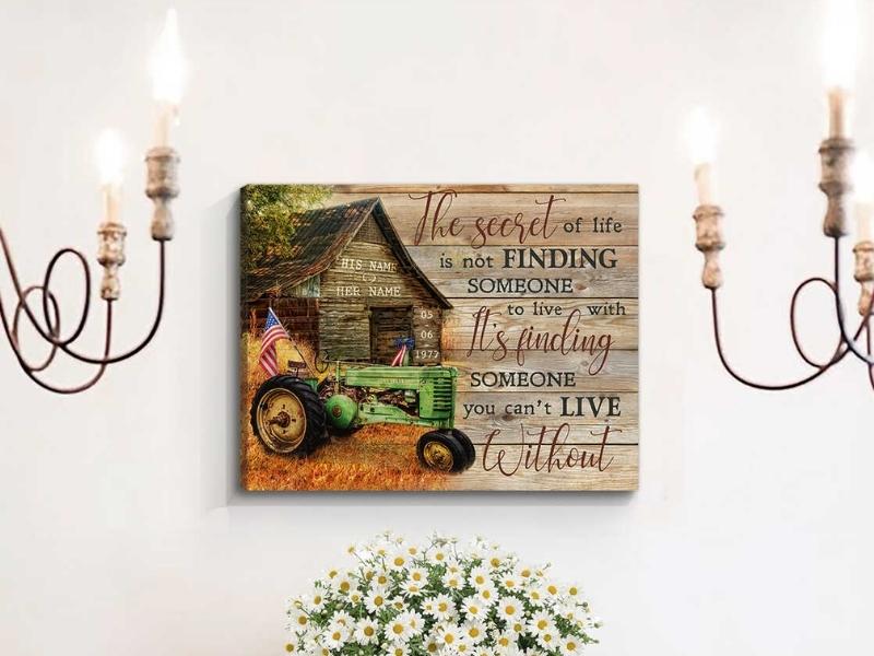 The secret of life John Deere Tractor and Old Barn Farmhouse Wall Art for 6 month anniversary gifts for her 