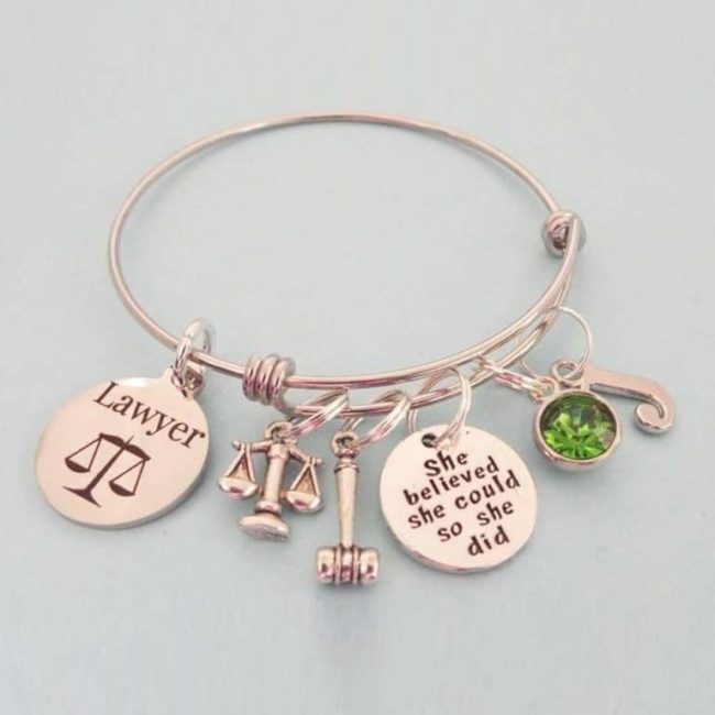 university graduation gifts for her -Attorney Graduate Charm Bracelet