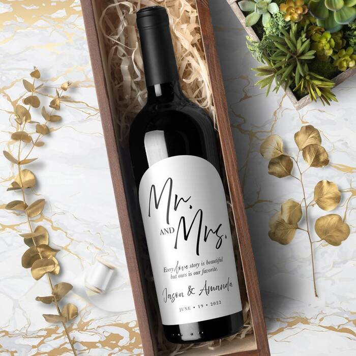 Customized Wine Bottle - Wedding Gift For Coworker. 