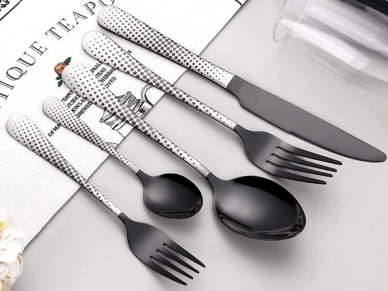 Elegant Black and White Floral Silverware for the year 16 anniversary gift