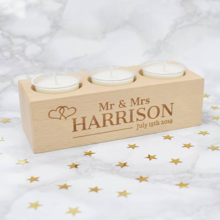 Engraved Candle Holder - wedding gift ideas last minute. 