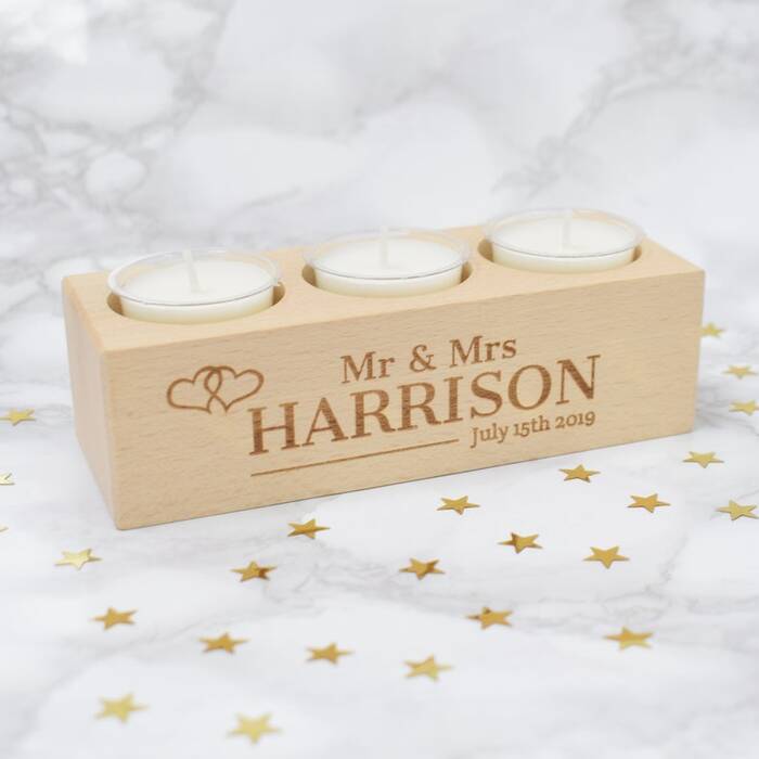 Engraved Candle Holder - Wedding Gift Ideas Last Minute. 