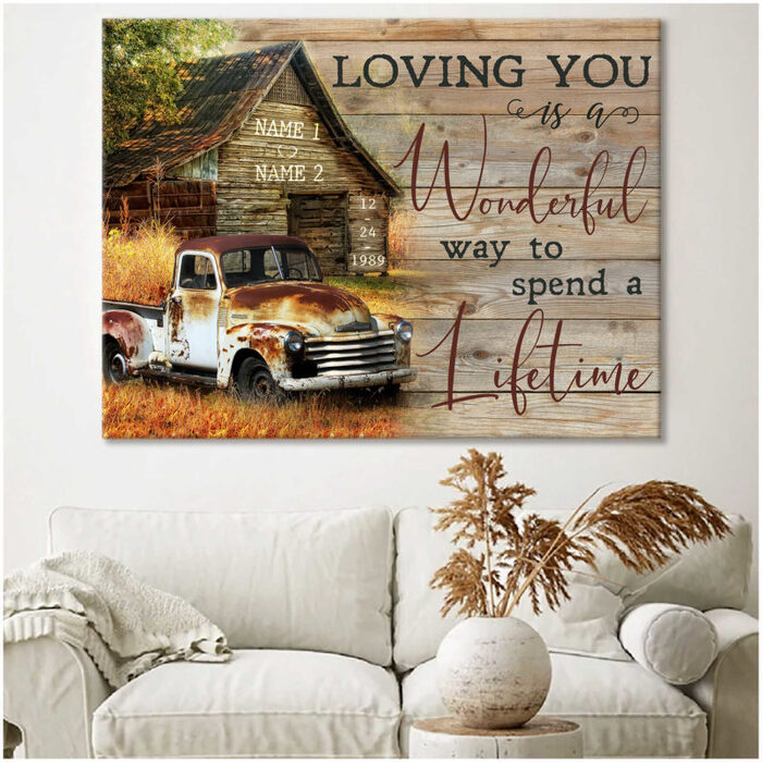 Loving You Is Wonderful Canvas Wall Art - Quick Wedding Gift Ideas. 