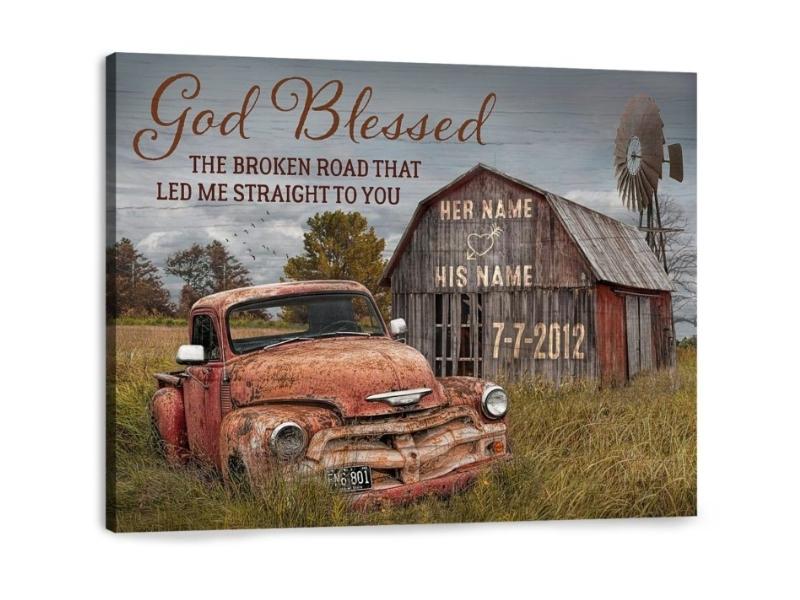 God Blessed The Broken Road Wall Art for 17 year anniversary gift modern 