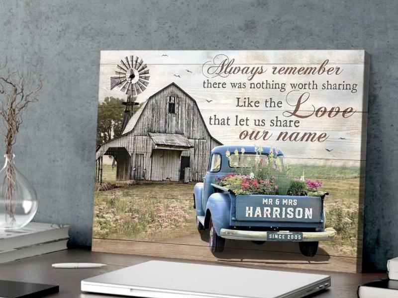 Custom Names And Date On Truck Canvas Print For Gifts For Bridesmaid On Wedding Day