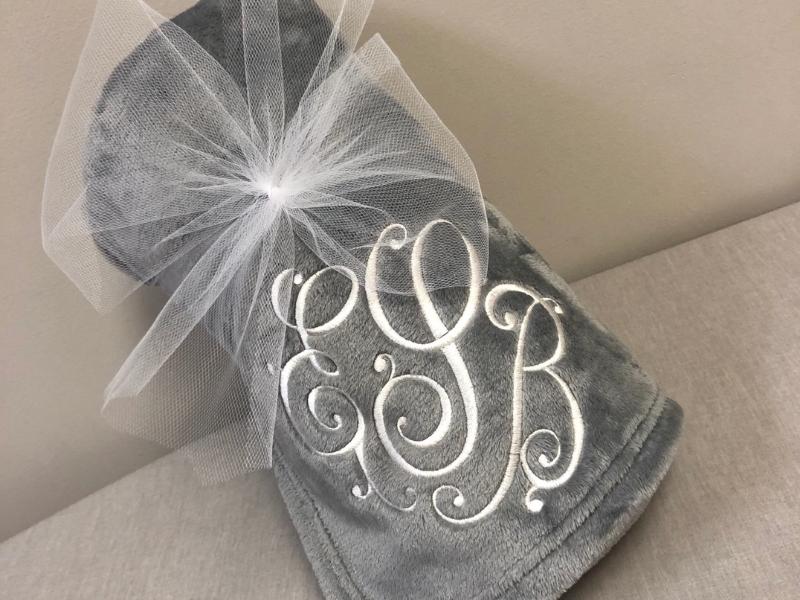 Monogrammed Throw Blankets for gifts to give bridesmaids on wedding day