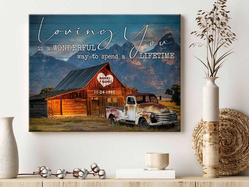 Barn and Truck Wall Art Decor Oh Canvas for gifts for bridesmaid on wedding day