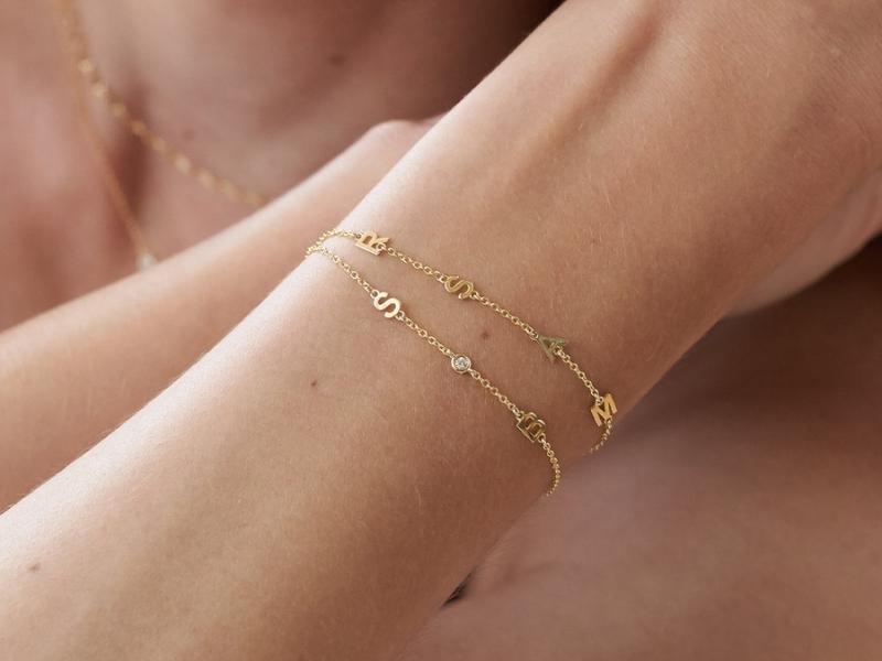 Gold Initial Bracelets For Bridesmaid Day Of Gifts