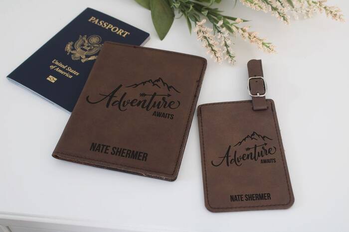 Personalized Passport Cover And Luggage Tags - Step Son Wedding Gifts. 