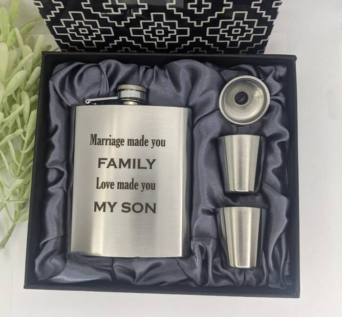 Flask Gift Set - step son wedding gifts. 