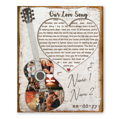 any song lyric on canvas gift for guitarist lover guitar photo collage