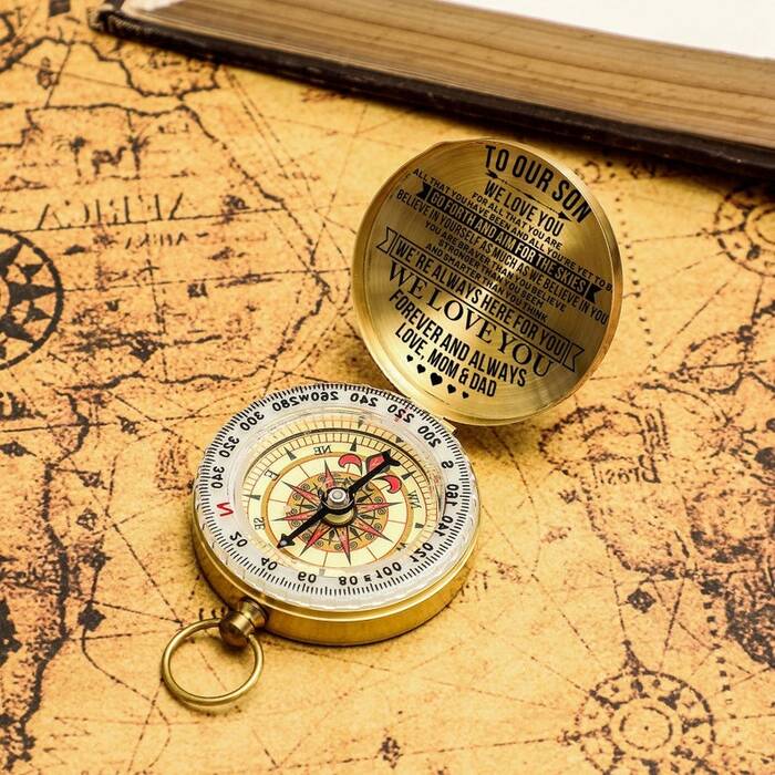 Engraved Compass gifts for son on wedding day