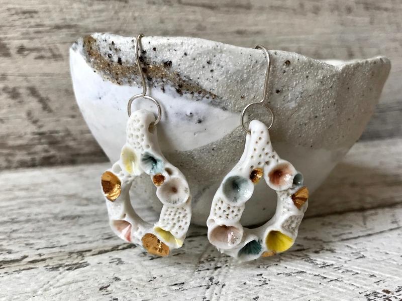 Porcelain & Coral Earrings for 18th anniversary gifts for wife