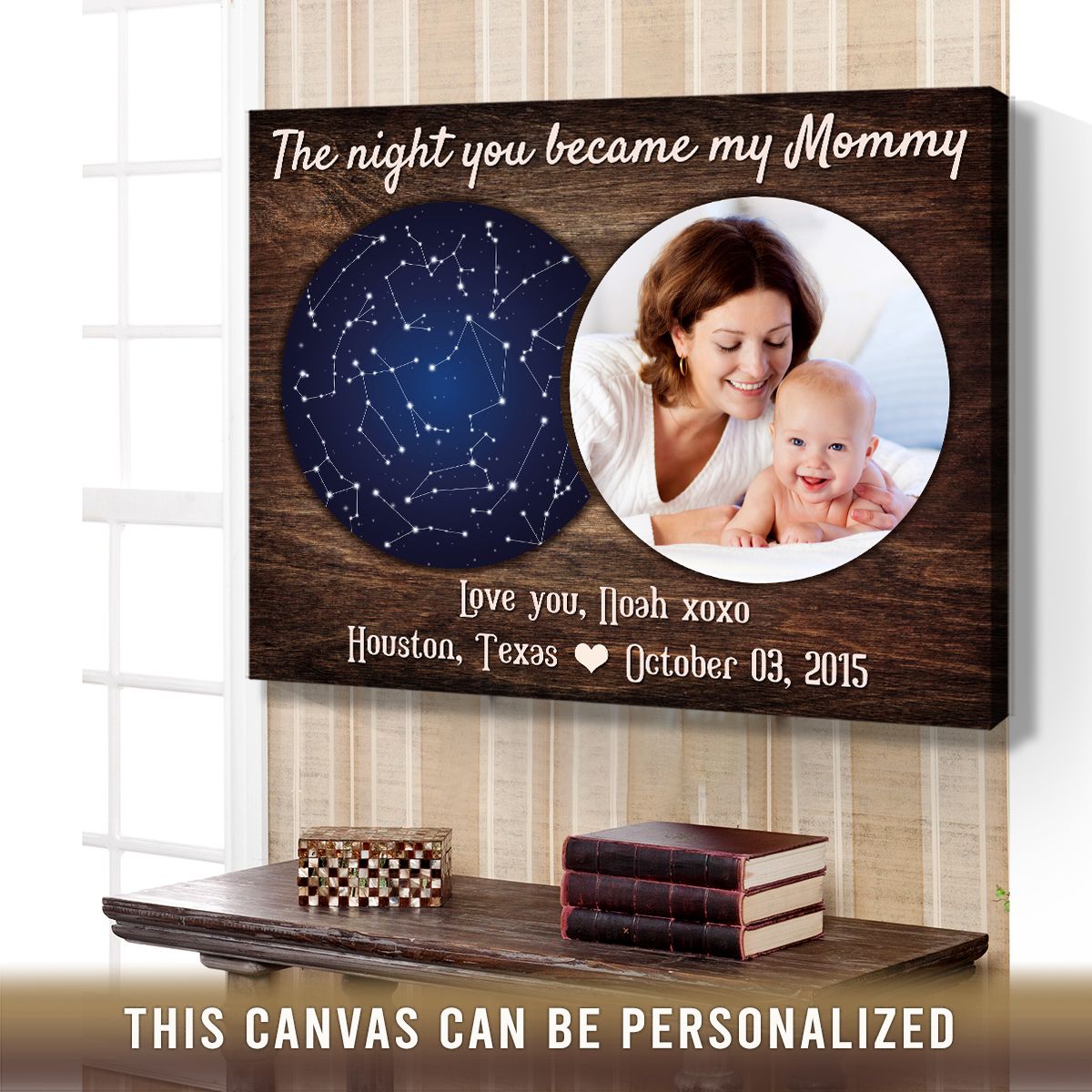 Custom Star Map And City Map Canvas Print The Night You Became My Mommy  Ohcanvas - Oh Canvas