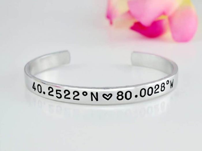 long distance relationship gifts for her - Latitude Longitude Coordinates Bracelet