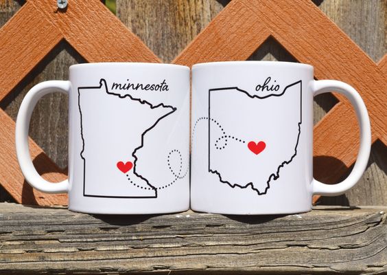 long distance relationship gifts for her -Customizable Long Distance Mugs 
