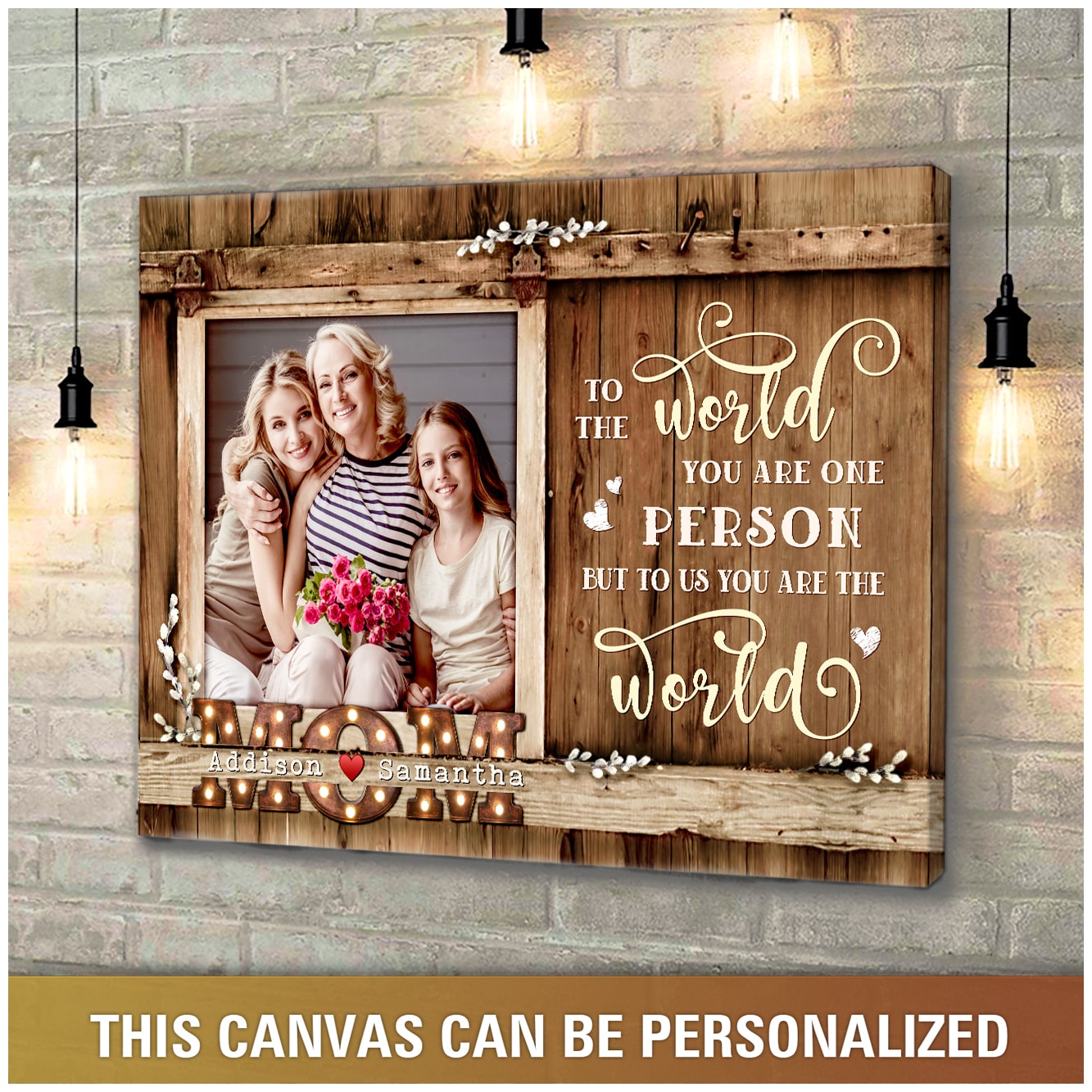 Custom Photo Gift For Mom From Daughter With Sweet Message Canvas Wall Art  - Oh Canvas