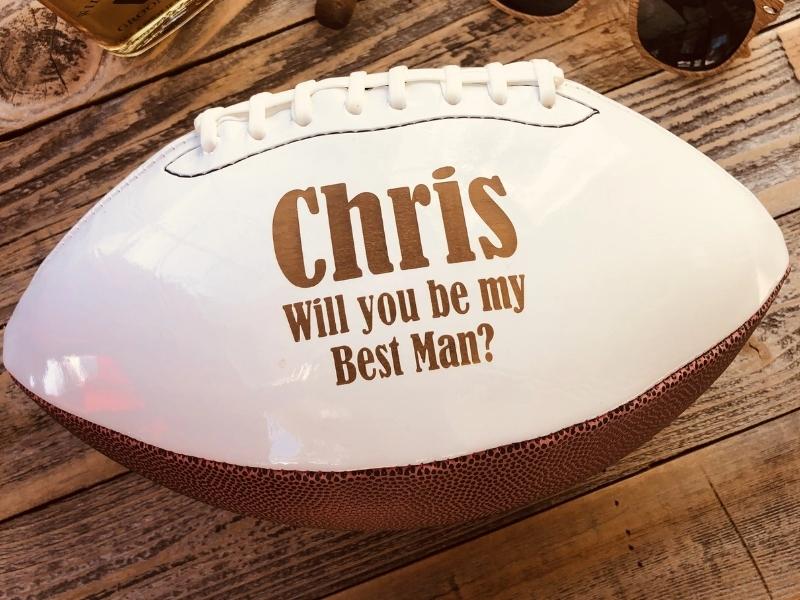 Personalized Pigskin for groomsmen gifts day of wedding