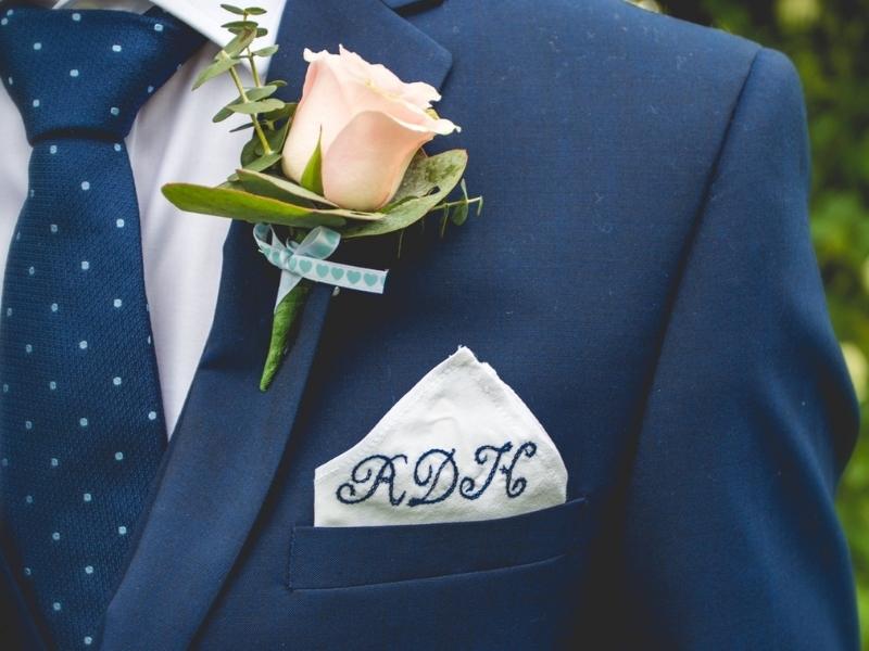 Embroidered Pocket Squares for groomsmen day of gifts