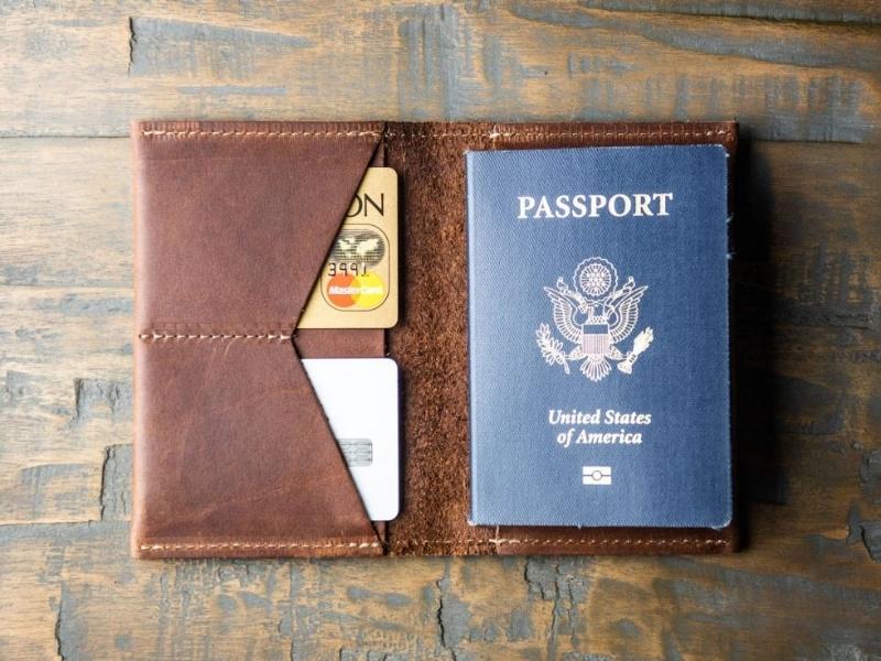 Personalized leather wallet for passport