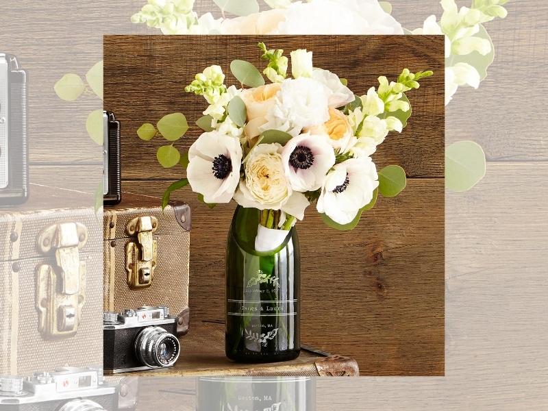 Personalized Champagne Wedding Vase for the 2nd wedding anniversary gift for wife